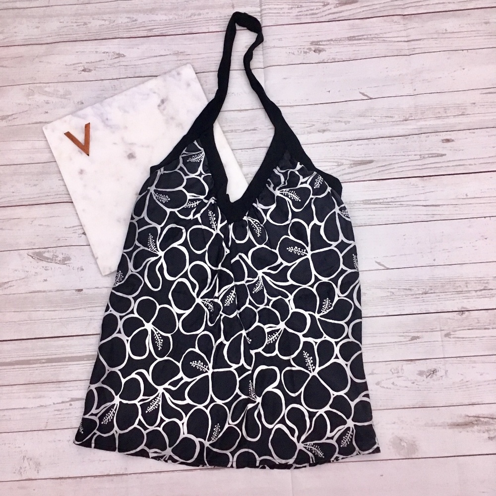 bordeaux womens os seamless halter top b&w printed